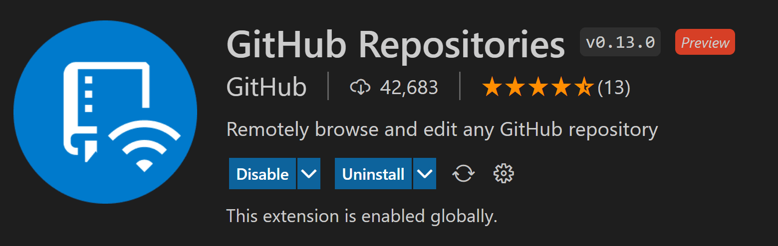 Ett fjärrepository är öppet i VS Code med filer i Explorer och Source Control.